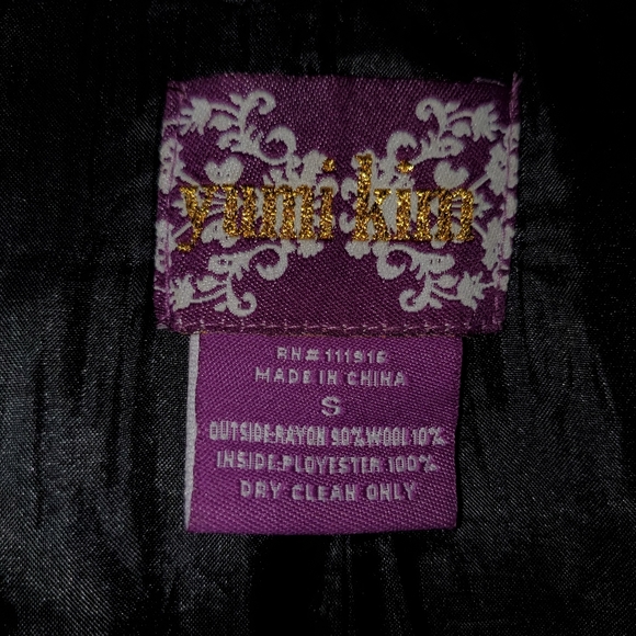 YUMI KIM BLACK AND WHITE WOOL BLEND WRAP JACKET - Picture 3 of 3